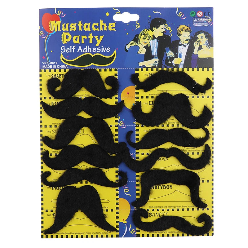 Black Fake Moustaches Self Adhesive Joke Mexican Novelty Party Supply Qme