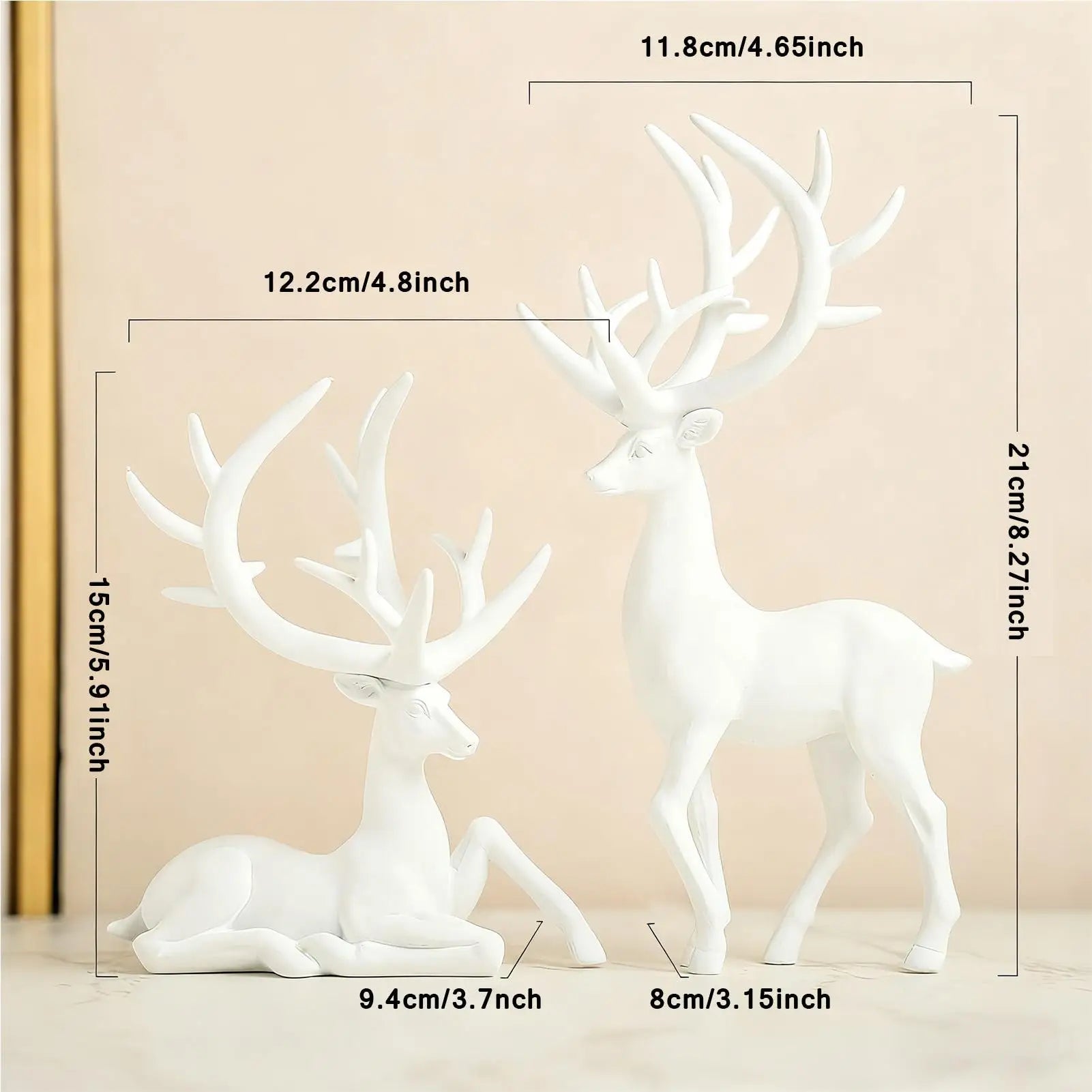 Deer Figurine 2-Piece Christmas Table Centerpieces Resin Reindeer Qme