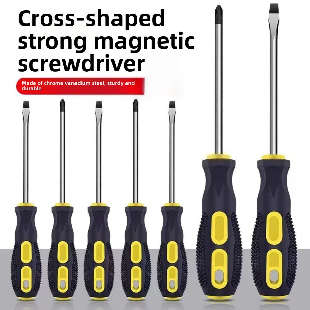 Magnetic Screwdriver Kit Flat&Phillips Bits Soft Cushion Anti-slip Handle Household Repair Hand Tools Qme