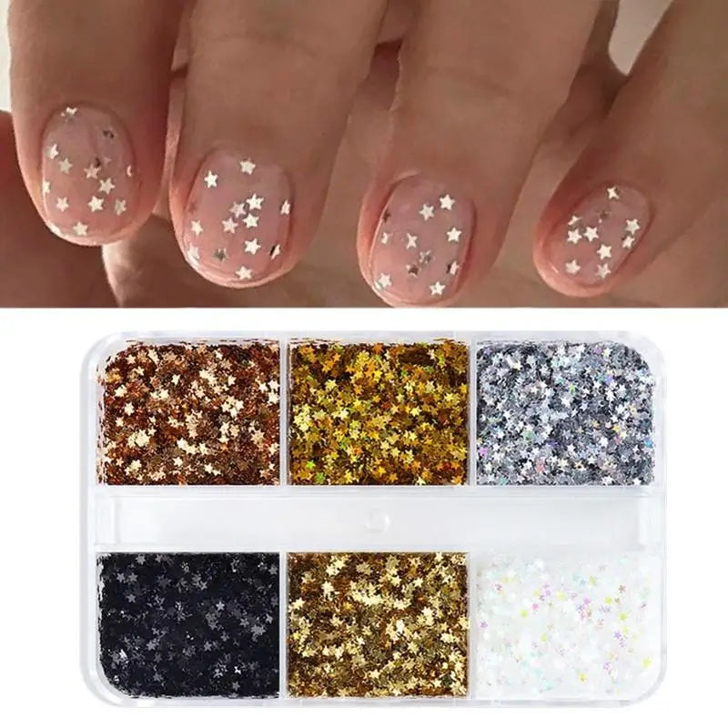 Mini Sparkling Star Nail Glitter Pentagram Decoration Salon Design Qme
