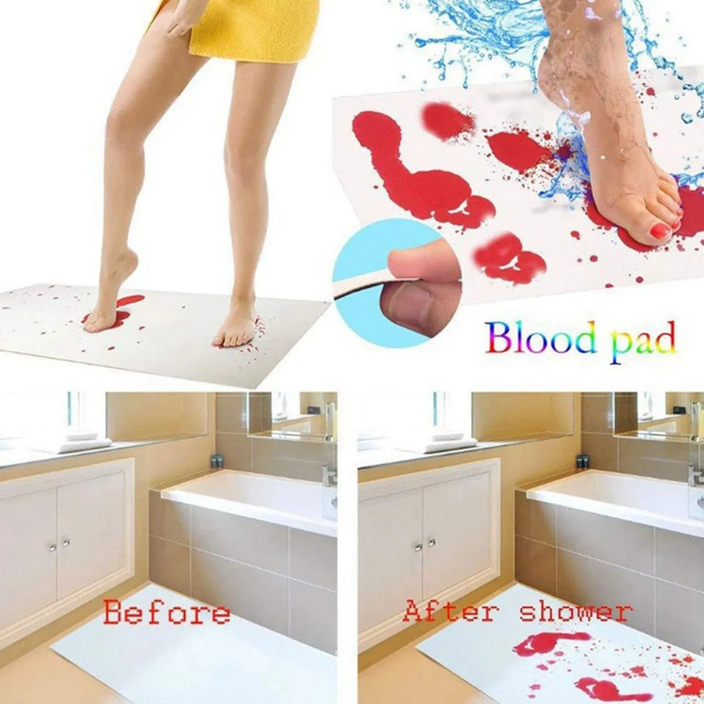 Bath Mat Color Changing Sheet Turns Red When Shower Bathroom Novelty Gift Halloween Atmosphere Decoration Bath Mat Qme
