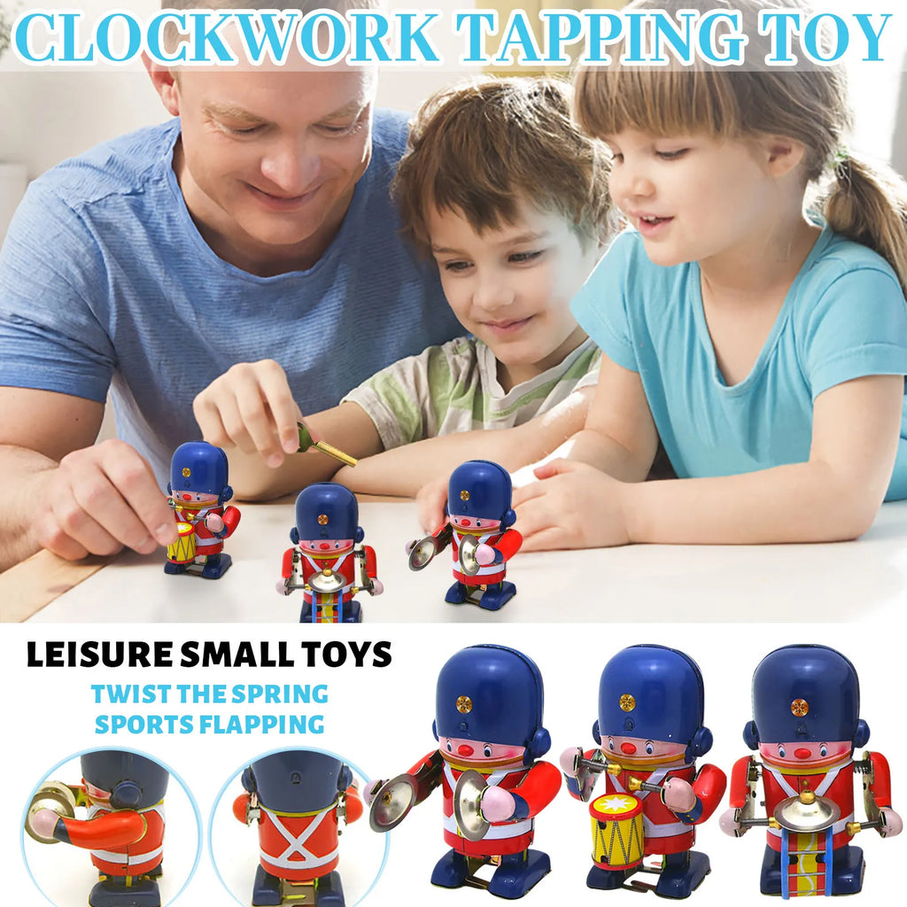 Tinplate Clockwork Toy Walking Drummer Soldier Retro Easter Vintage Wind- Up Toy Kids Novelty Metal Tin Supplies Home Decoration Qme
