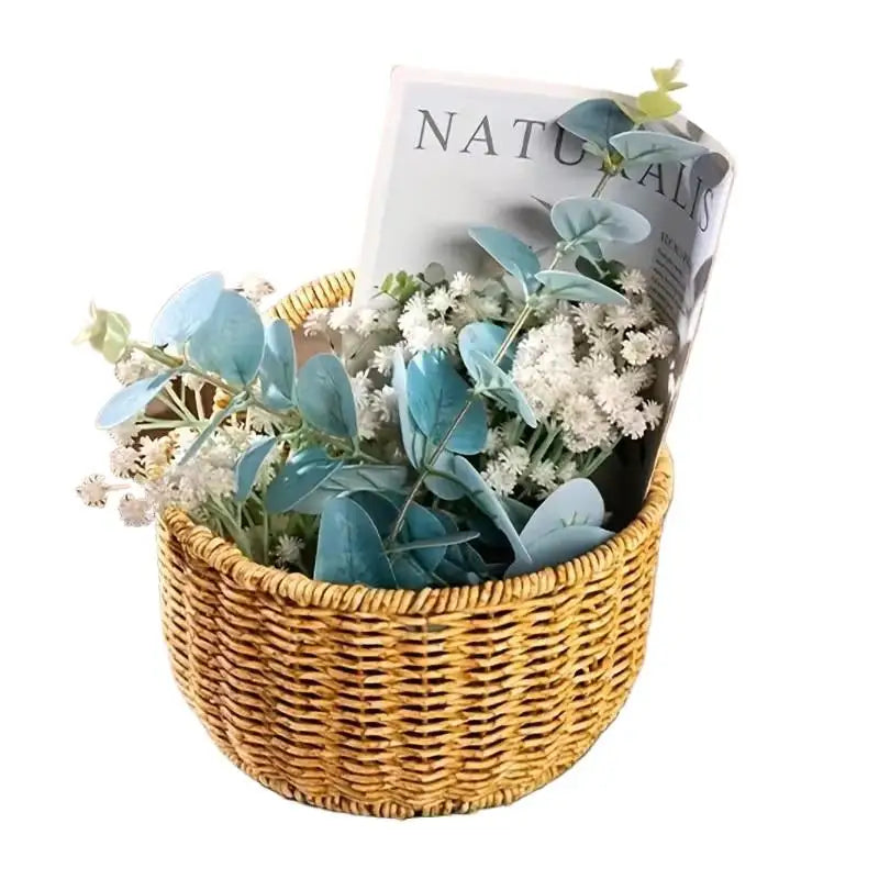 Bathroom Wall Hanging Basket Imitation Rattan Woven Ginger Garlic Egg Qme