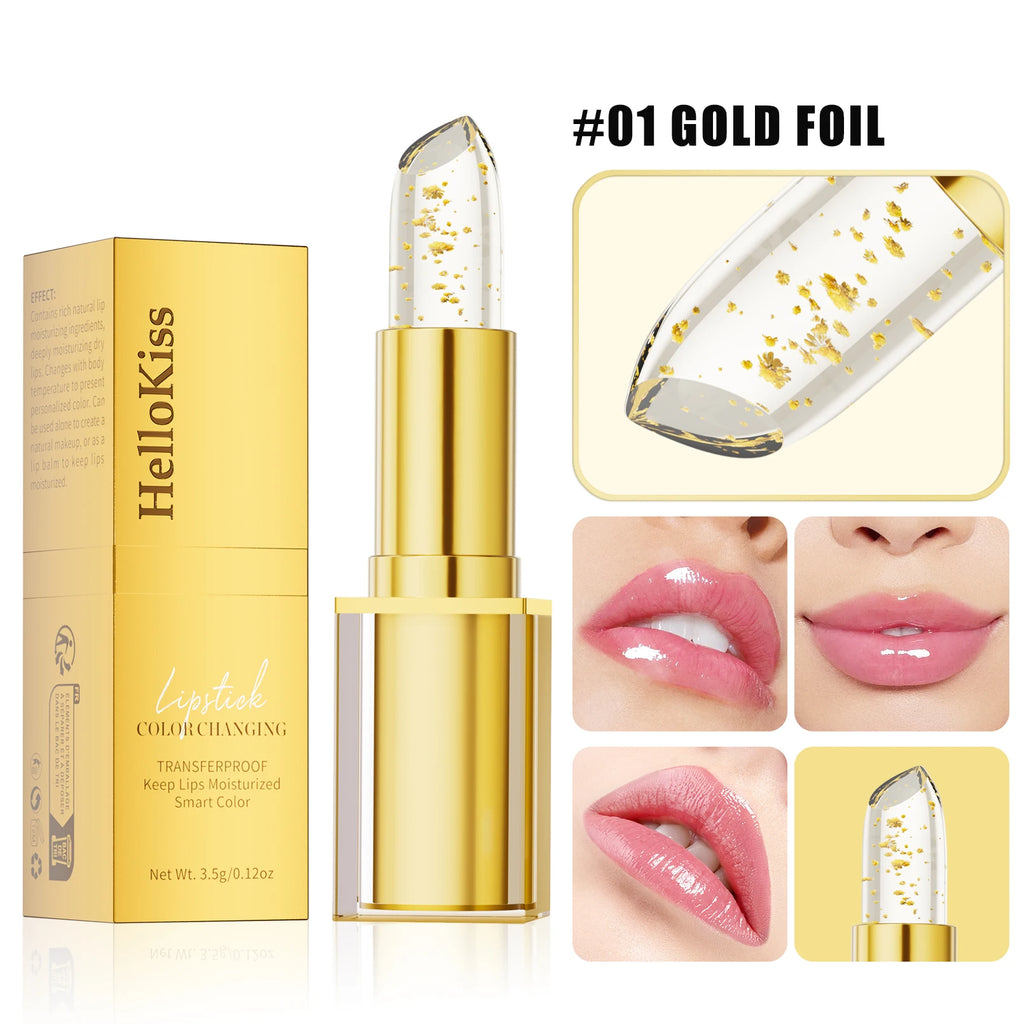 Temperature Color Changing Women Flower Lipstick Transparent Waterproof Moisturizing Crystal Jelly Pearlescent Lip Balm Cosmetic Qme 9909-1