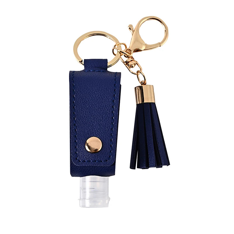 Travel Mini Hand Sanitizers Case Portable Empty Bottle Keychain Qme Dark blue