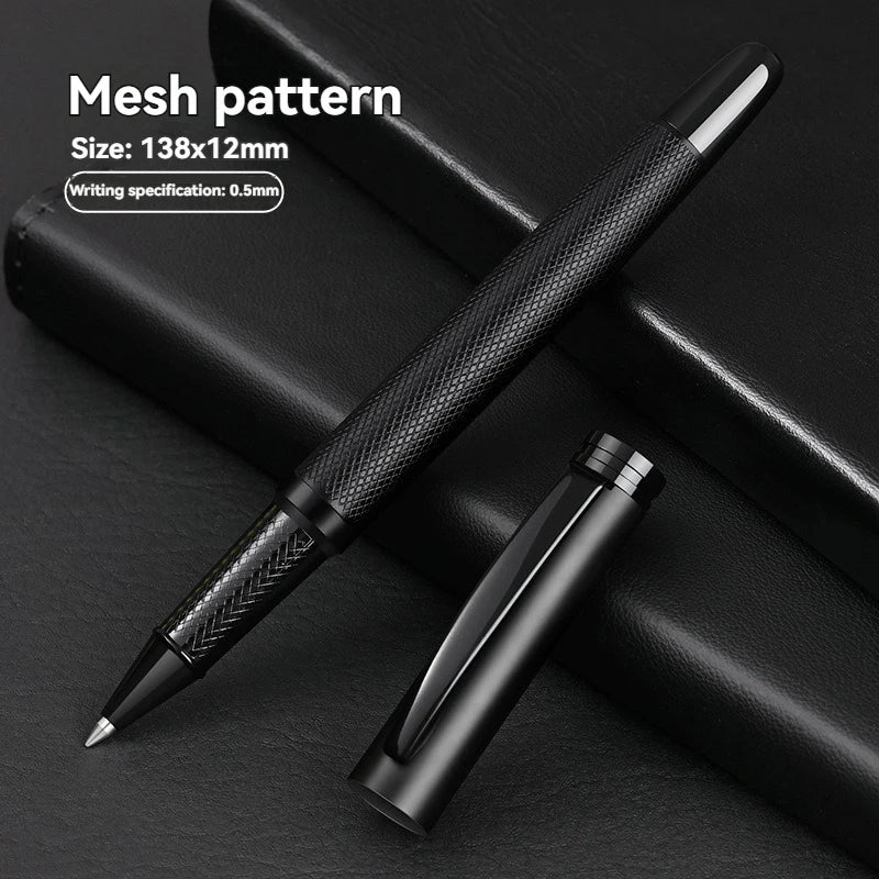 Advanced Business Metal Gel Pen With Black Finish Medium Point 0.5mm Black Ink,Durable,For Office,Professional Design Qme 1pc-mesh pattern