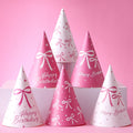 6 Pink Bow-Themed Party Paper Hats, Cute and Beautiful Pink Bow Designs, Suitable for Birthday Parties, Gender Reveal Parties, Birthday Gifts, Pink Bow Decoration Birthday Hats, Baby Party Photography Props, Party Favors, Gen Qme Hdj-6Pcs