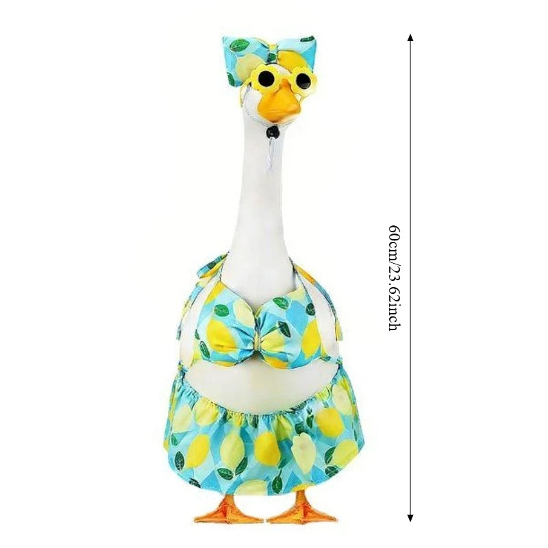 Bikini Porch Goose Outfits with Sunglasses & Swimming Tube for 23" Summer Goose Costume Garden Patio Statue Decor Qme