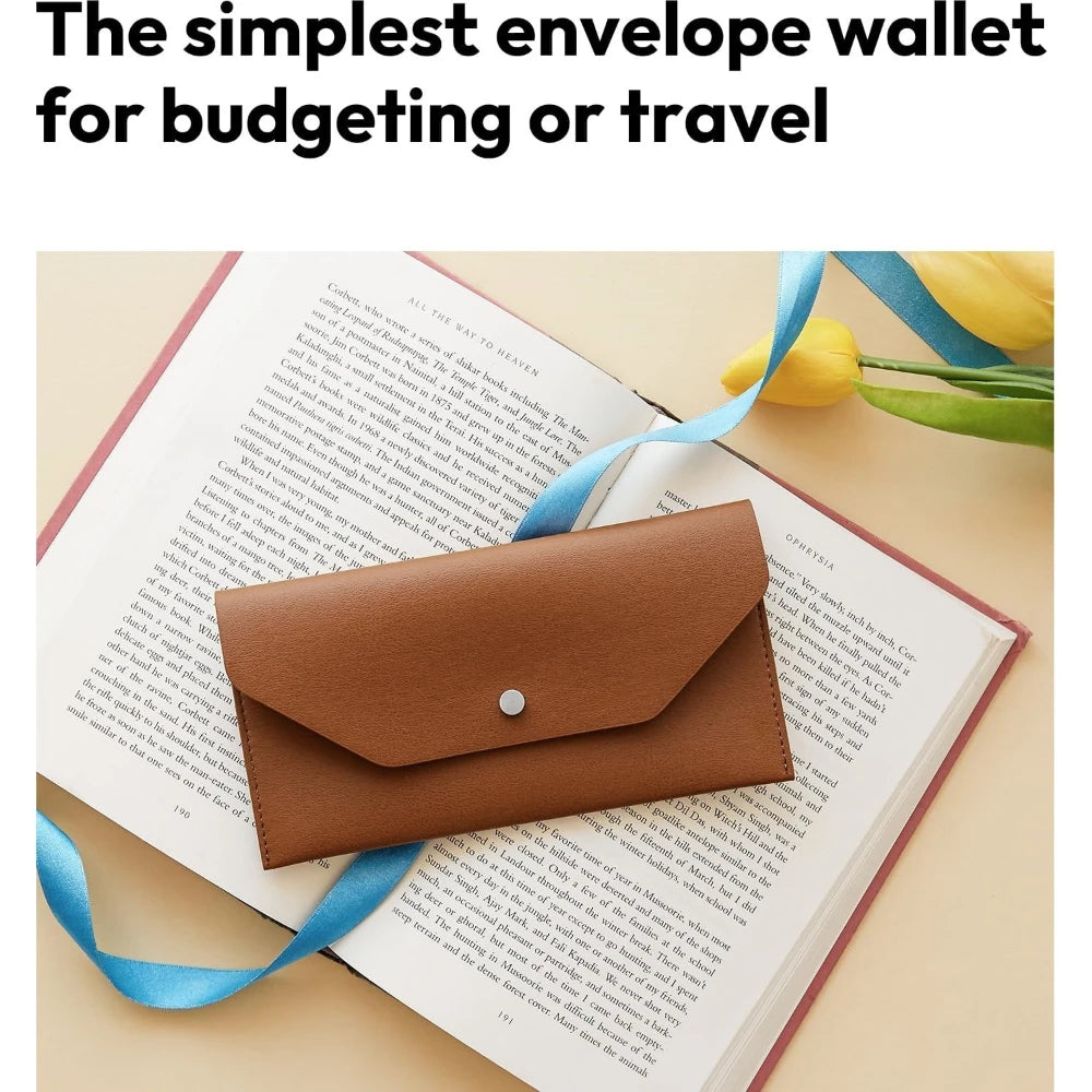 Men’s Ultra Thin Portable Cash Envelope Wallet Wear Resistant PU Leather Money Binder Organizer with Name Card Holder Qme