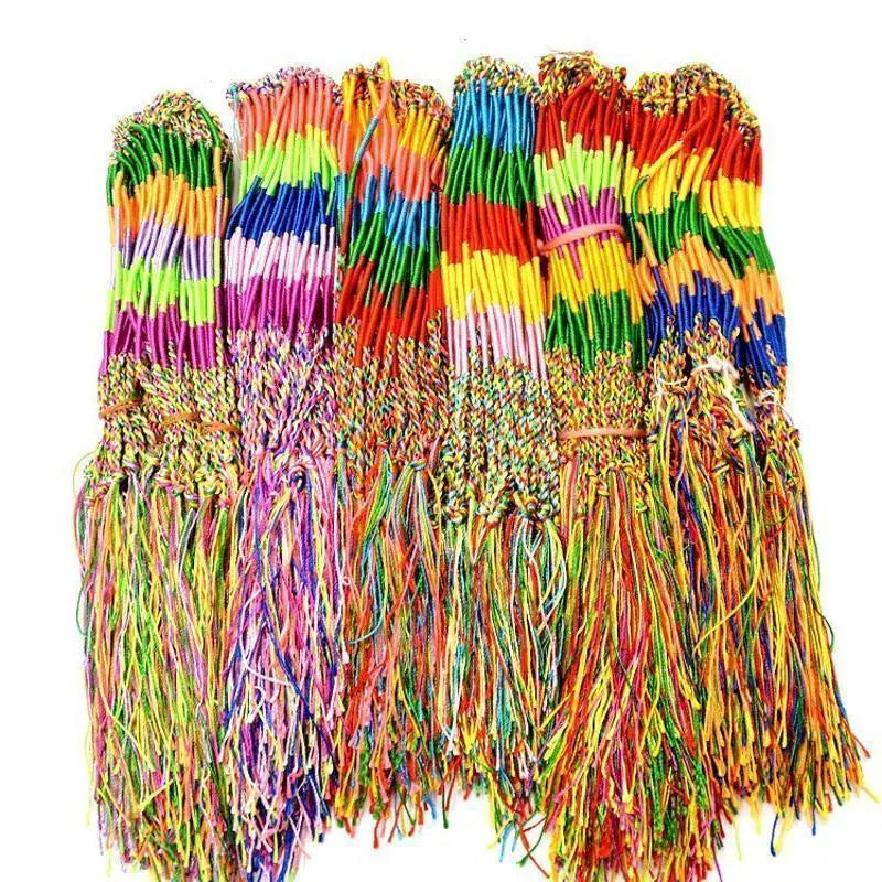 Multicolor Bracelets Rope Rainbow Mix Braid Tassel Bracelet Women Men Qme