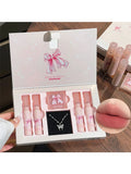 ART VALUE 6Pcs Makeup Set Include 4pc Velvet Nude Matte Liquid Lipstick And 1pc Face Blush Palette With Necklace Gift Cosmetics Qme Lip Makeup Kits