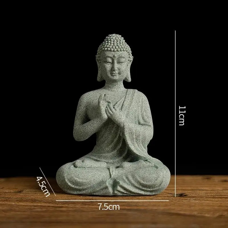 Mini Thai Green Sandstone Figurine Buddha Desk Decor Office Zen Qme A6