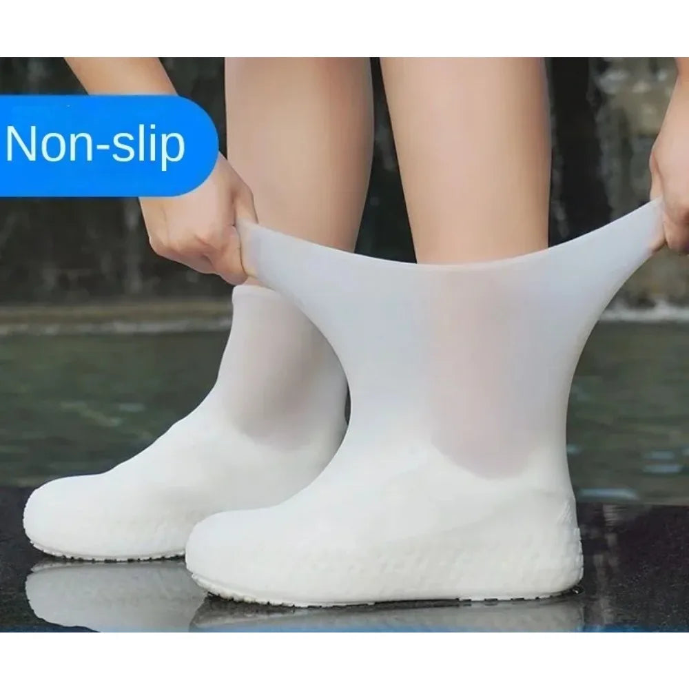 1 Pair Latex Waterproof Shoe Covers Lip-resistant Rubber Rain Boot Qme