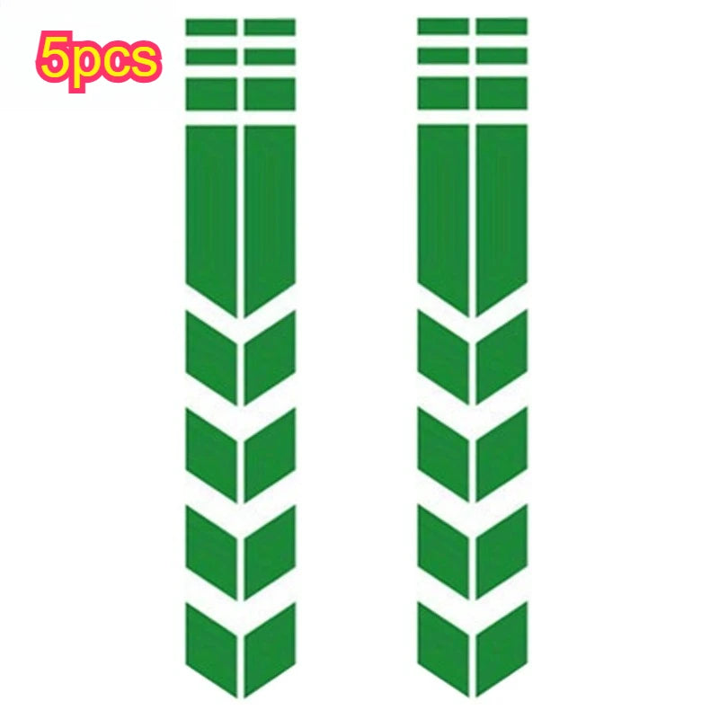 Reflective Motorcycle Fender Stickers, Waterproof Arrow Decals for Front/Rear Mudguard, Safety Warning Qme Green 5pcs