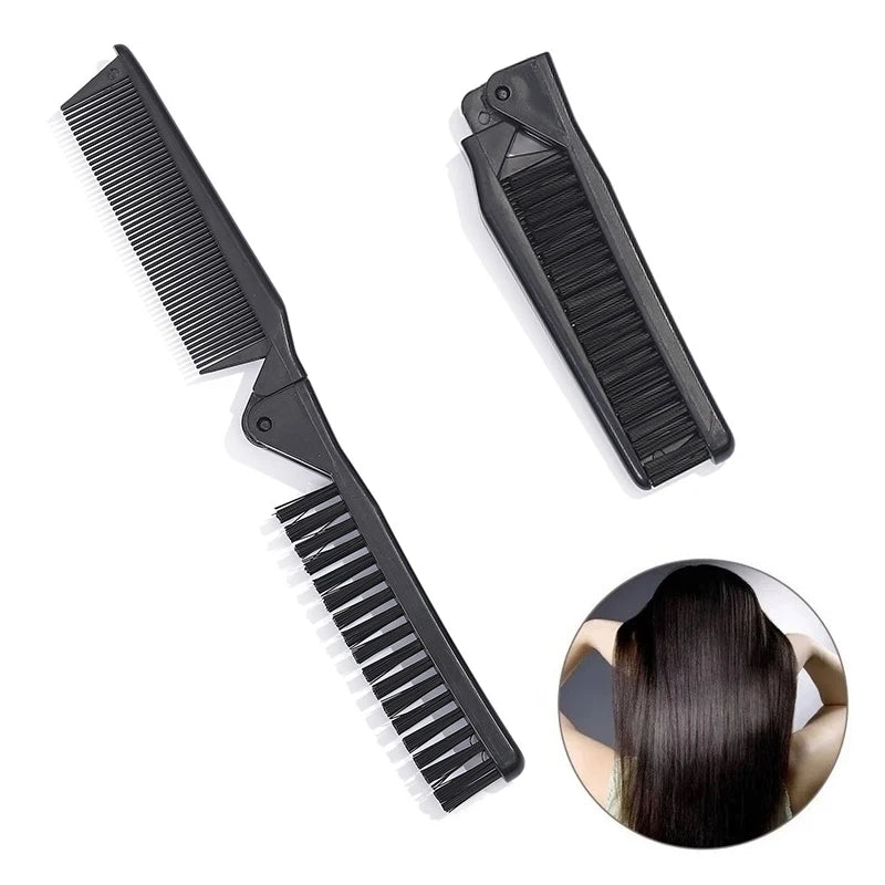 Portable Soft Boar Bristle Hair Comb Travel Beard Brush Foldable Qme