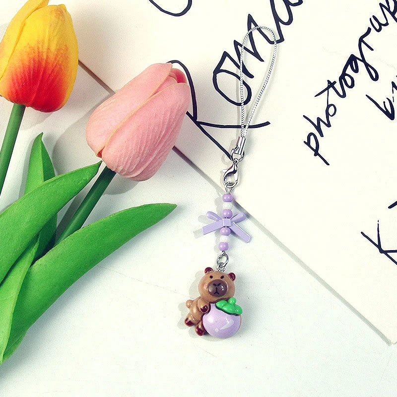 Kawaii Phone Rope Cartoon Capybara Phone Chain Anti-loss Mobile Phone Lanyard Fashion Cute Keychain Backpack Decoration Gifts Qme A3