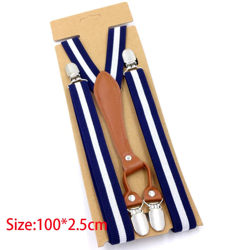 New Fashion Suspenders Men Women Adult Leather Trimmed End Y Back Adjustable Elastic Trouser Braces Strap Belt Wedding Party Qme