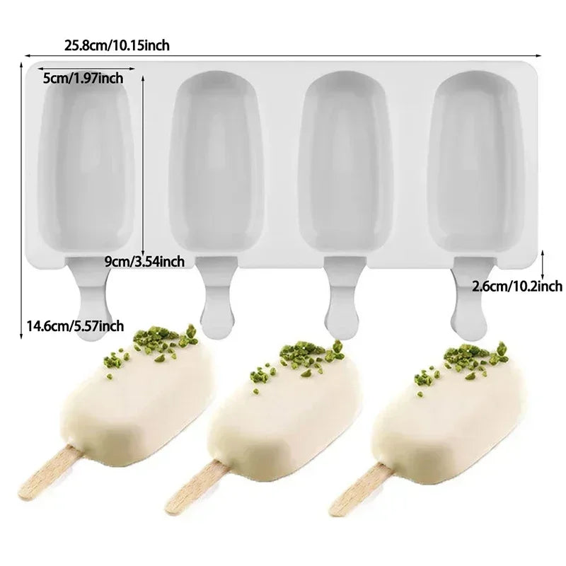 4 8 Hole Silicone Ice Cream Forms Popsicle Molds DIY Homemade Dessert Qme