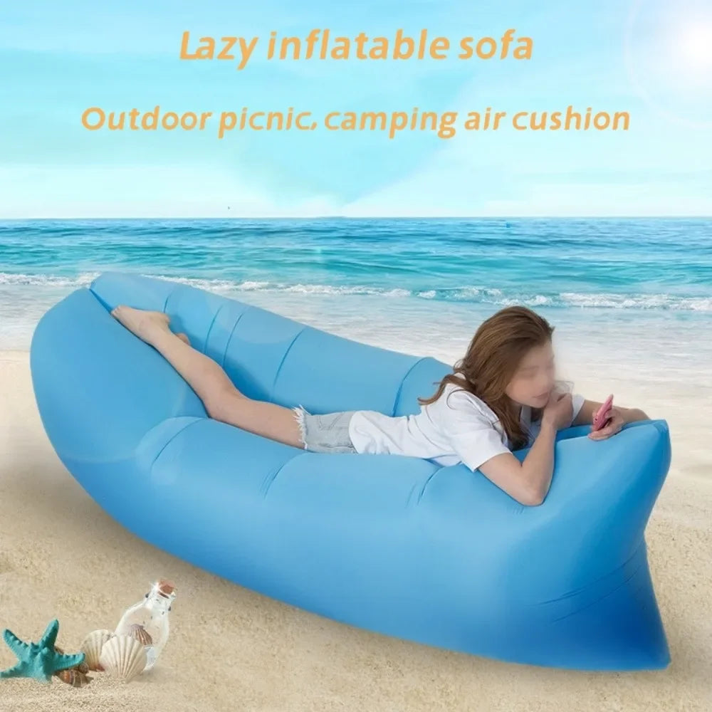 Lazy Inflatable Sofa Portable Beach Camping Air Sofa Air Cushion Outdoor Party Music Festival Adult Inflatable Sleeping Bag Qme