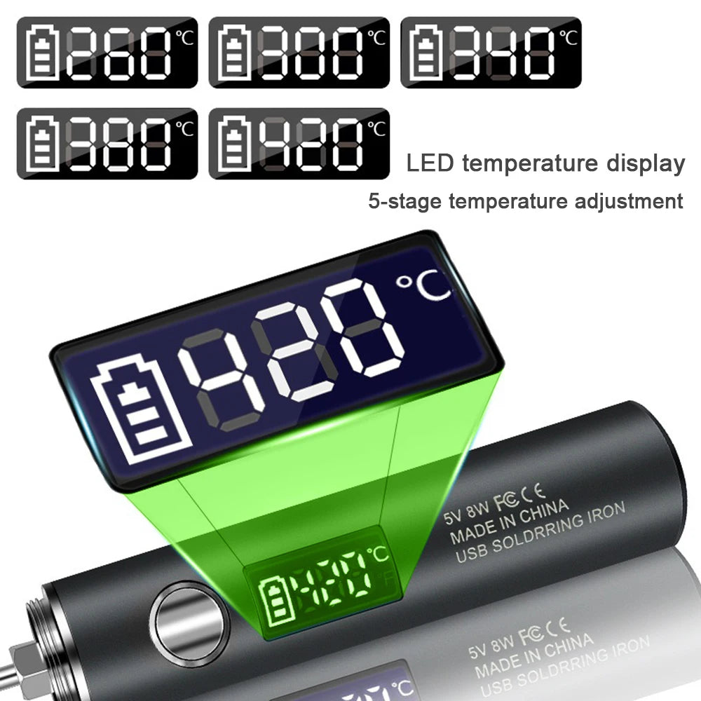 USB Soldering Iron 5V 8W Lithium Battery Portable Repair Welding Qme
