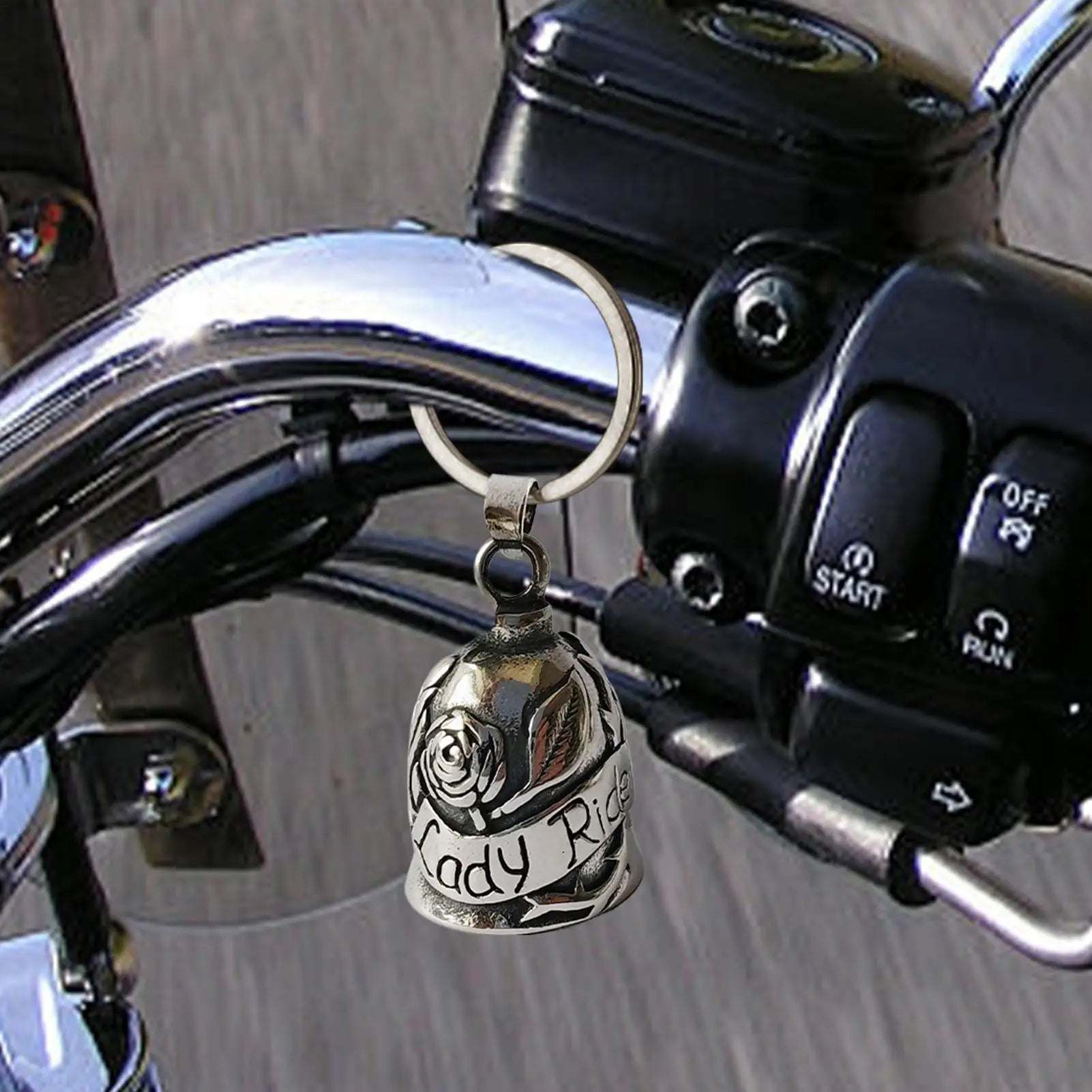Decorative Motorcycle Bell Artistic Metal Charm Rose Design Bell with Symbolic Touch Rider Ornament for Good Energy Qme