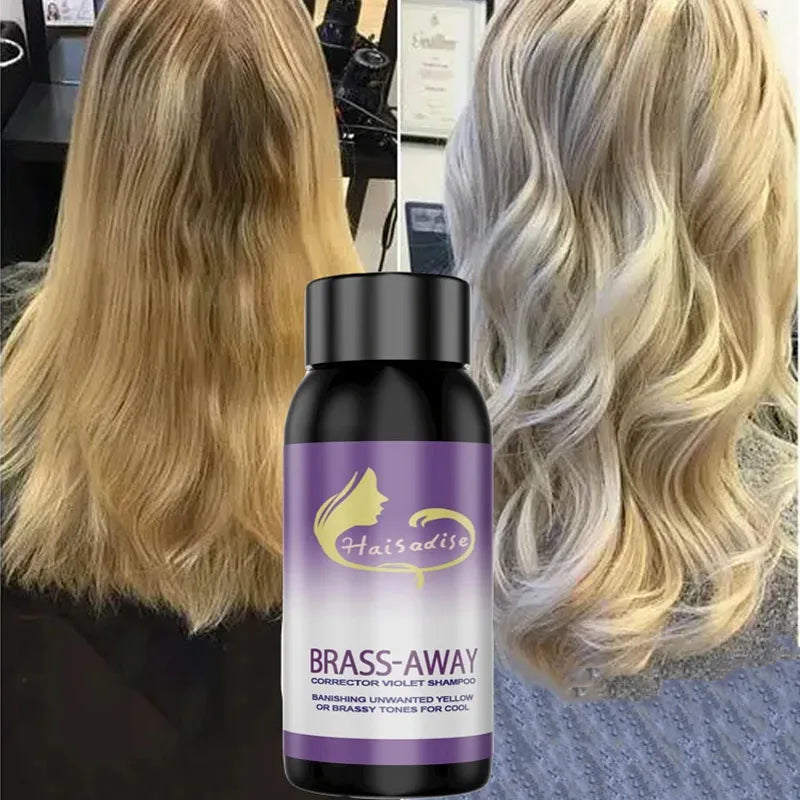 30ML Gray Color Fixing Hair Dye Shampoo Cover Gray Hair Fade Yellow After Bleach Hair Shampoo Non-irritating Purple Shampoo Qme
