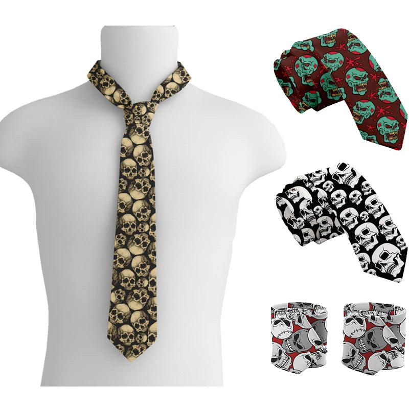 Fashion Skull 3D Printed Tie Art Design Personality Adult Wide Qme
