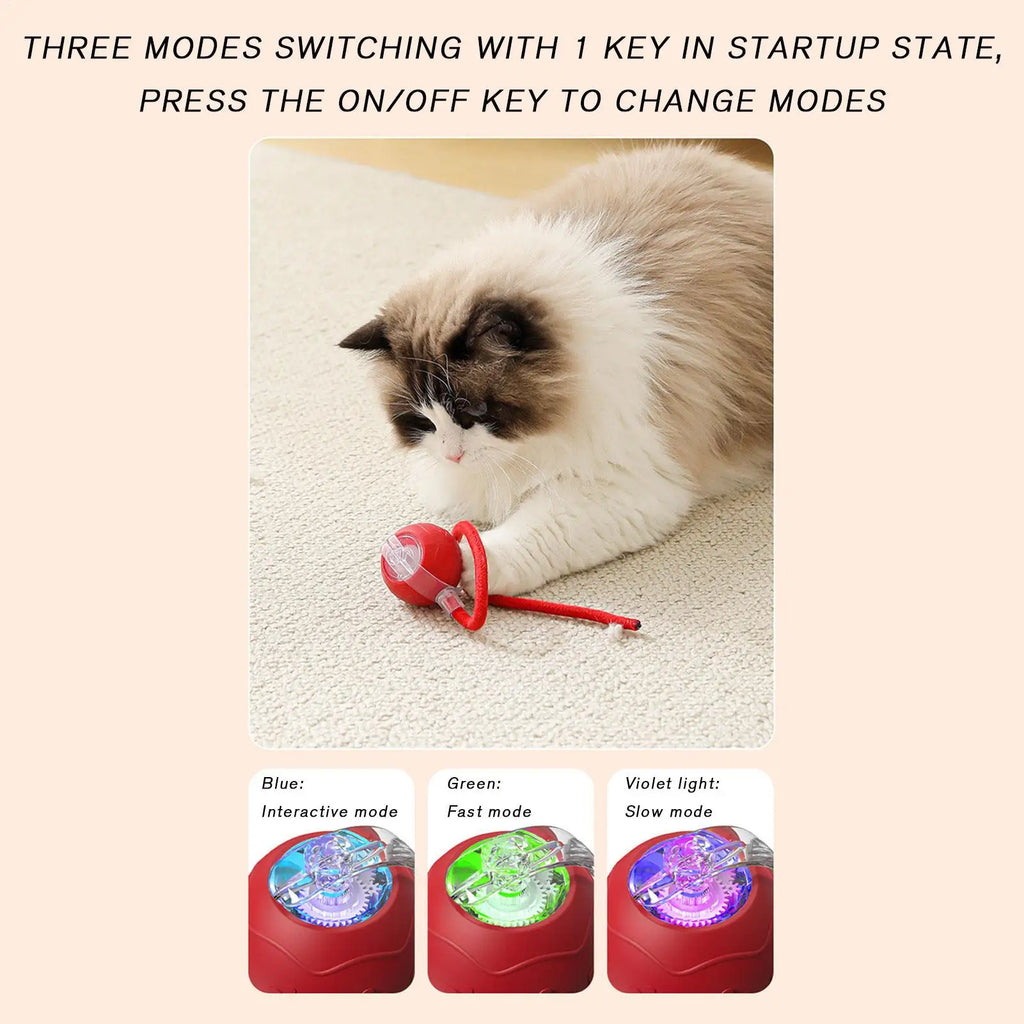 Automatic Cat Ball Rechargeable Pet Game Silicone Cat Balls With Rope For Indoor Play Enrichment Exercise Boredom Stimulation Qme