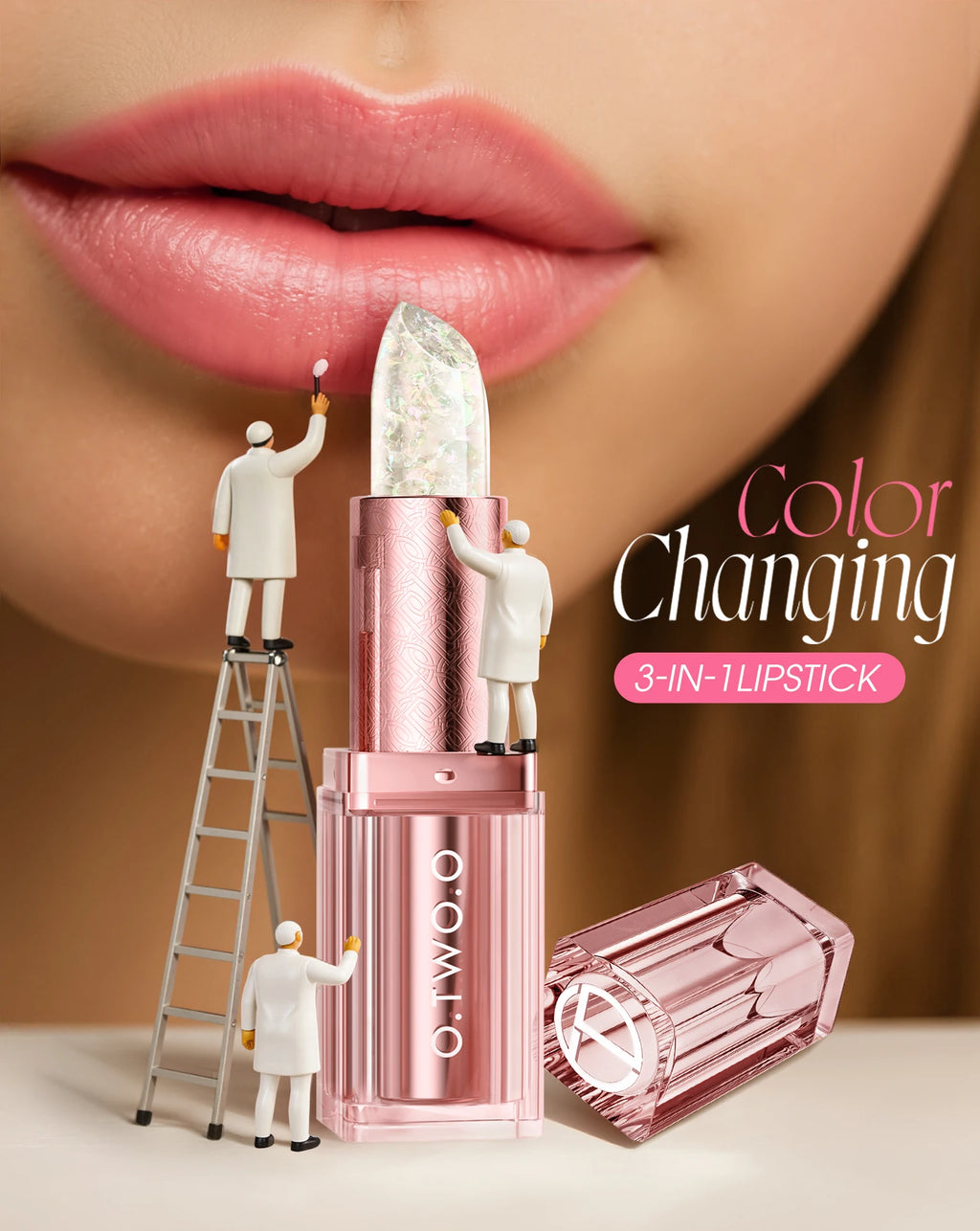 O TWO Lipstick Lip Gloss Balm Changing Transferproof Long Lasting Qme