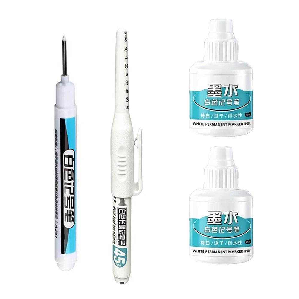 White Marker Pens 0.7/1.0/1.5/2.5mm Oily Waterproof White Gel Pen And Ink DIY Graffiti Markers Stationery Wrting Supplies Qme 2 Pens - 2 inks