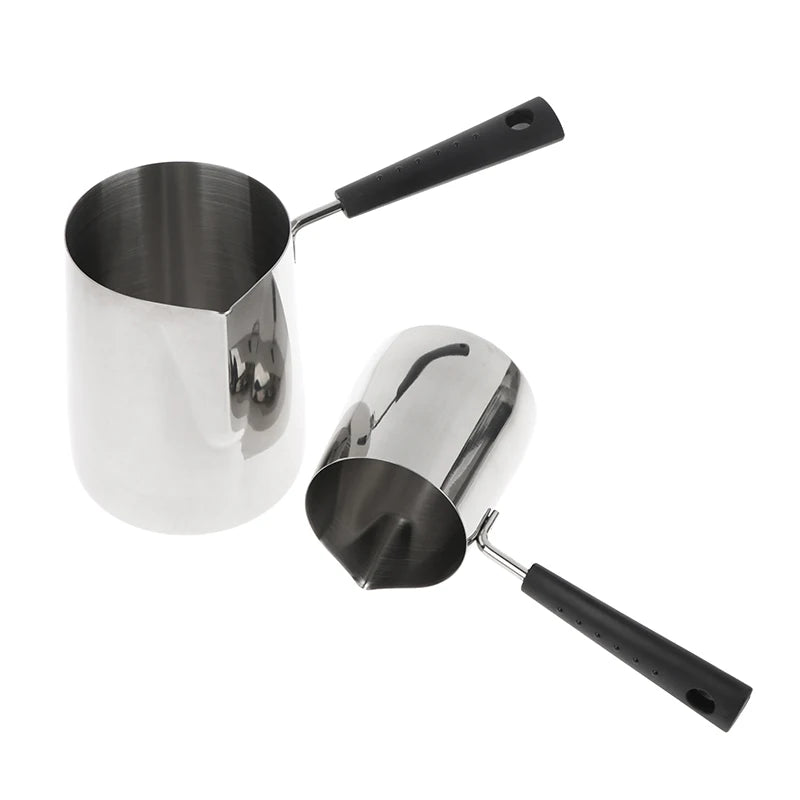 350 Long Handle Stainless Steel Coffee Pot Milk Butter Warmer Pouring Qme