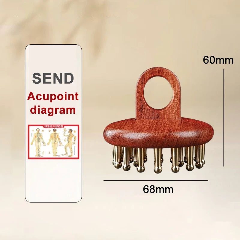 Professional Lotus Seedpod Gua Sha Tool Brass Rosewood Facial Massage Qme C
