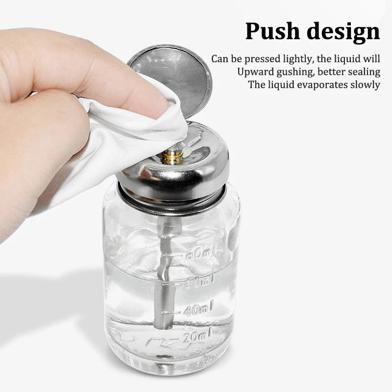 Airless Pump Bottle Clear Refillable Container Nail Polish Remover Qme