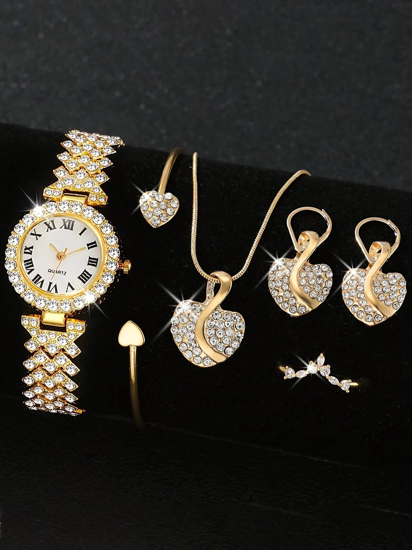 6-piece exquisite and versatile women's watch set, fashionable quartz watch, casual steel strip watch, women's watch set Qme