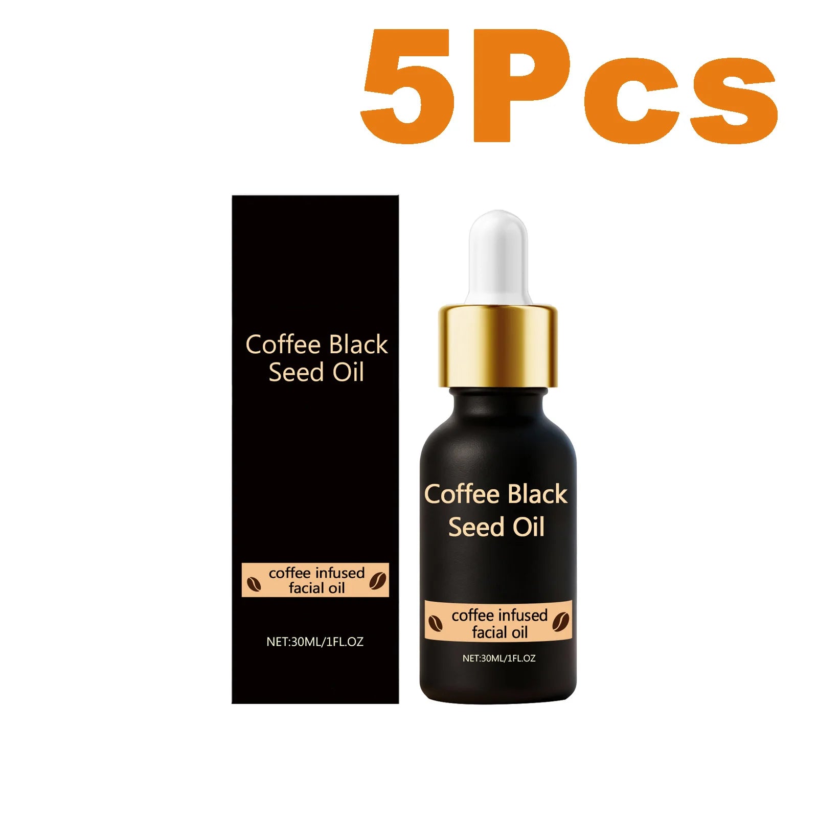 Black Seed Oil Face Serum Moisturizing & Brightening Serum with Coffee Extract Nourishes Softens Skin Daily Glowing Skin Care Qme 5 x 30ml Boxed