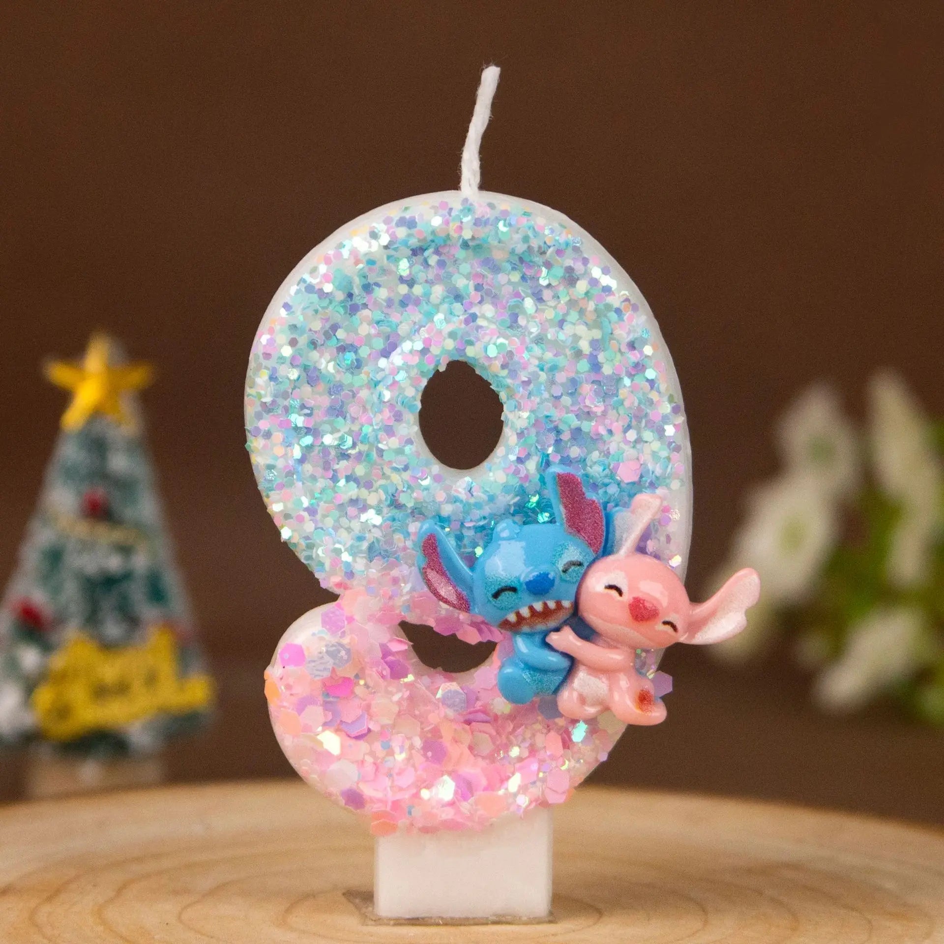 Stitch and Lilo Couple-Themed Number Candles Creative “Hugging” Candles for Birthday Cakes Festive Candles Qme 9