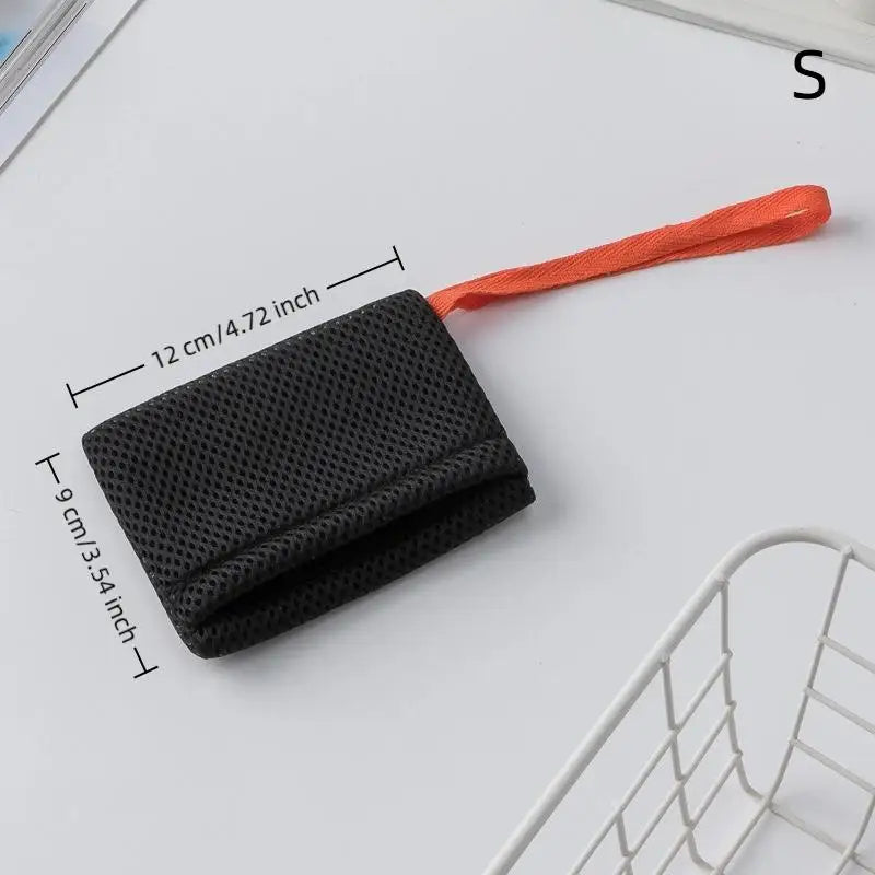 Bath Cleansing Foaming Net Double-Sided Square/Oval Soap Bag Body Exfoliating Scrubber Sponges Bathroom Mesh Soap Pocket Qme S Black