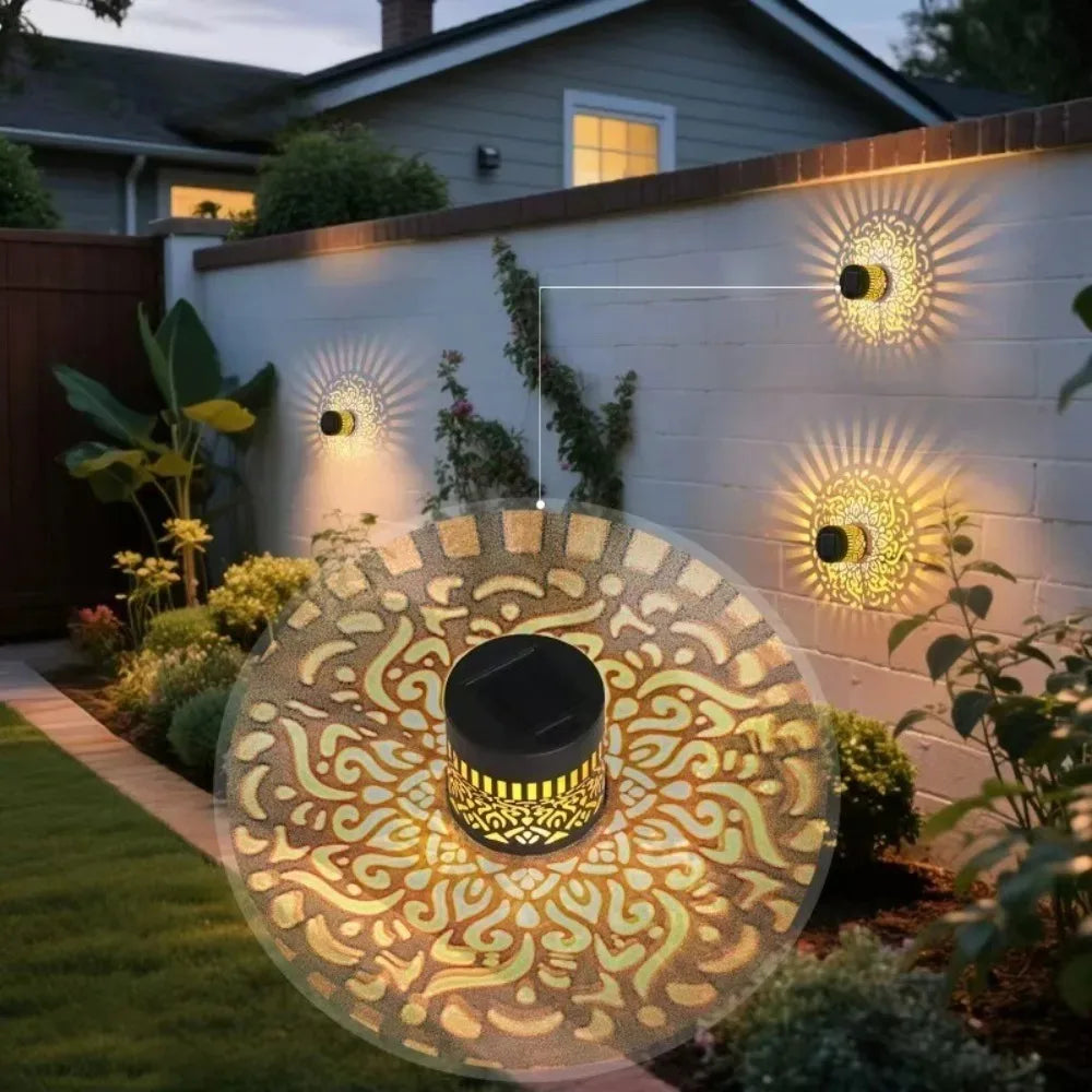 Solar Charged Outdoor Metal Fence Wall Light Waterproof Soft Glow Sconce Decor For Patio Stair Backyard Festival Ornaments Qme