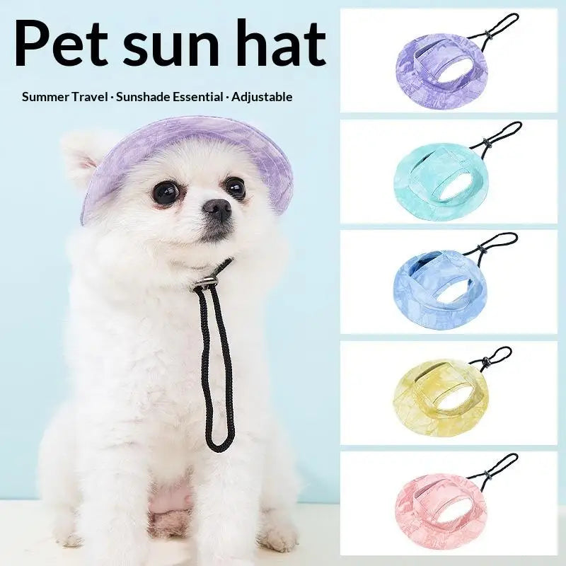 Pets Hat Ear Holes Adjustable Baseball Cap Medium Small Dogs Summer Qme