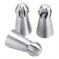 3pcs Piping Tips, Stainless Steel Piping Tips Set, Ball Shaped Icing Nozzles, Professional Decoration Tips, For Home Kitchen Qme 3pcs