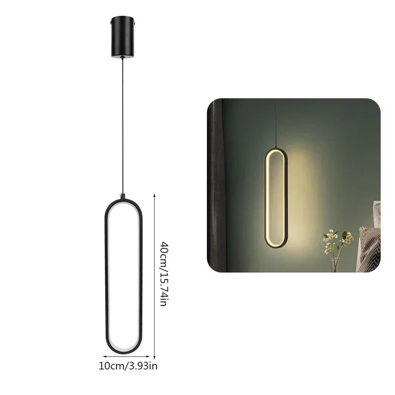 Modern Minimalist Pendant Light Nordic Living Room Kitchen Villa Loft Ceiling Hanging Light Indoor Staircase LED Long Chandelier Qme Black LED 3 Color