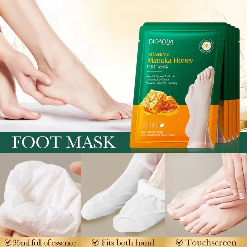 Vitamin E Foot Mask Manuka Honey Nourishing Long-lasting Moisturizing Hydrating Exfoliating Remove Dead Skin Foot Skin Care Qme
