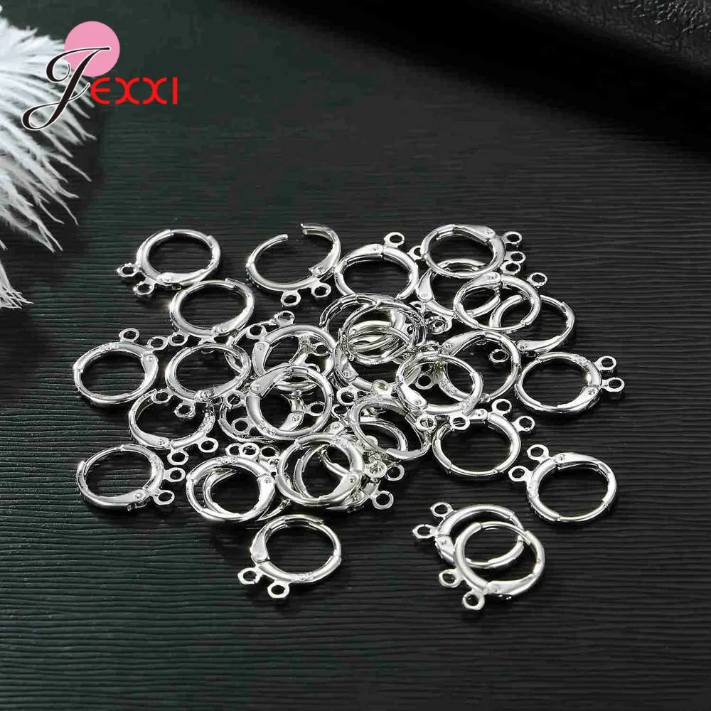 Wholesale 10 PCs Genuine 925 Sterling Silver Color Earring Findings Two Models For Choice Bright Women DIY Jewelry Findings Qme
