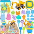 Beach Sand Toys for Kids Beach Toys Set with Ice Cream Cake Sand Molds Mesh Beach Bag Shovel Rake for Toddler Sandbox Outdoor Qme 21Pcs Yellow Car