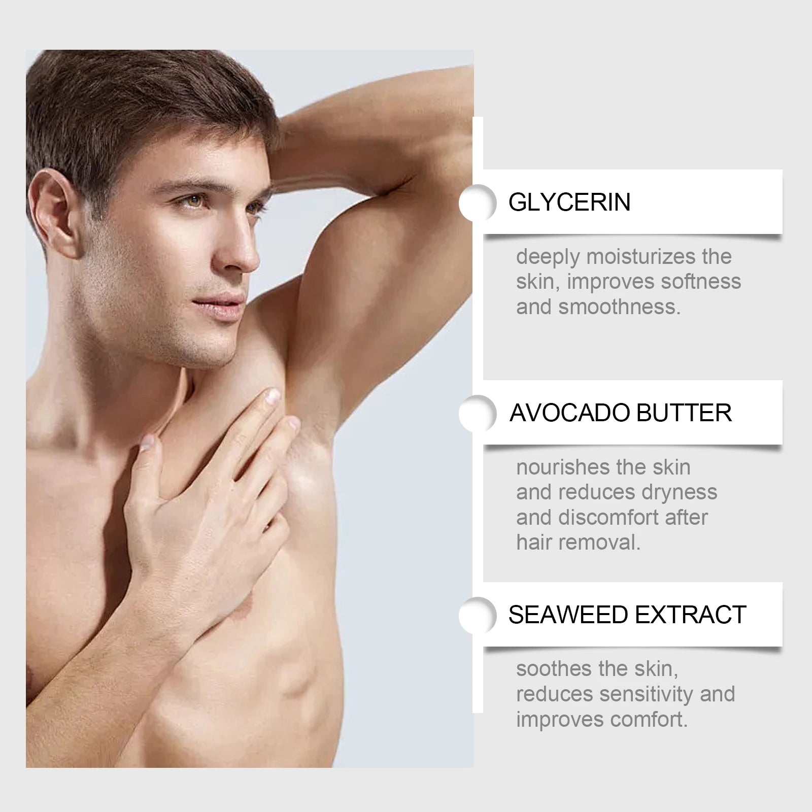 Avocado Man Hair Removal Cream Intimate Areas Painless Soothing Gentle Depilatory Cream Beard Hair Remover for Body Legs Armpits Qme