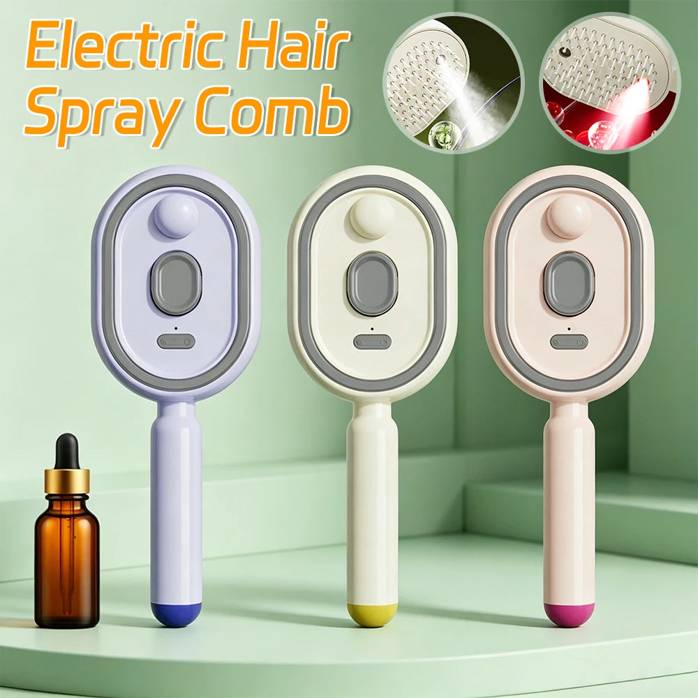 New Wet Electrics Hairbrush with Water Spray Rechargeable Steams Hair Straightener USB-C Charging for Both Long & Short Hairs Qme