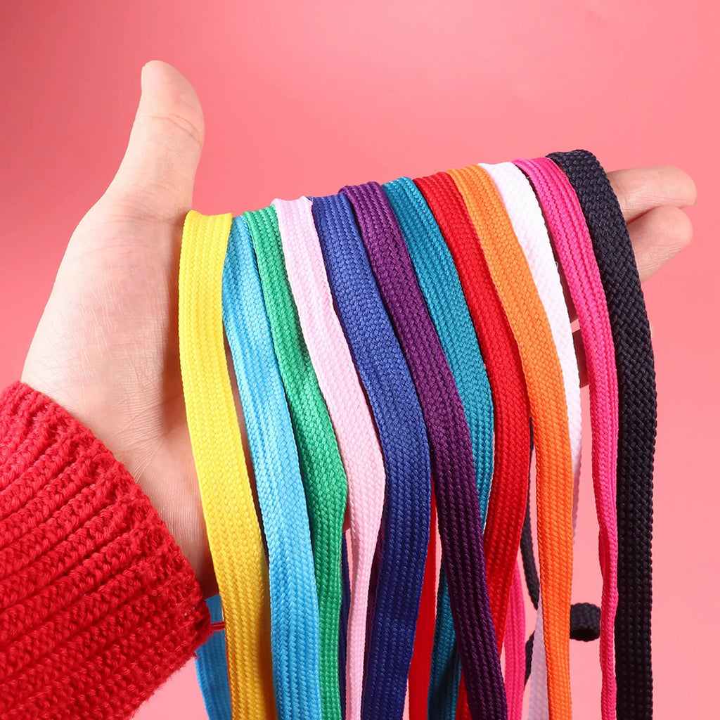 12pcs Random Color Replacement Flat Shoelaces for Sneakers High-top Canvas No Elasticity Shoestrings Shoe Accessories Qme