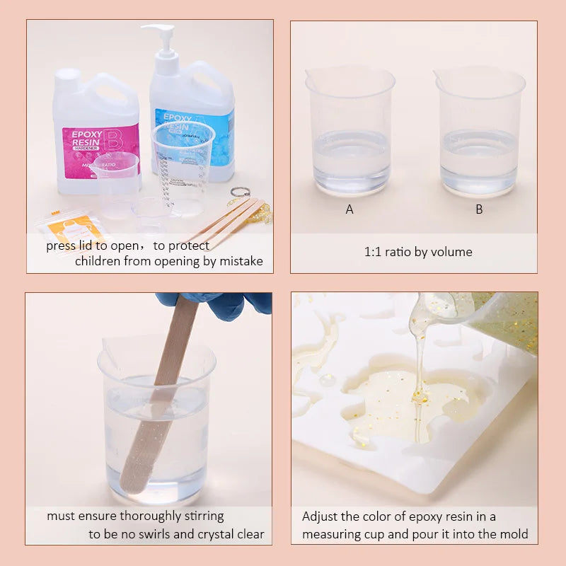 Crystal Clear Epoxy Resin Kit Bubble-Free Anti-Yellowing Self Leveling Easy Mix 1:1 Casting Resin for Table Top Jewelry DIY Qme
