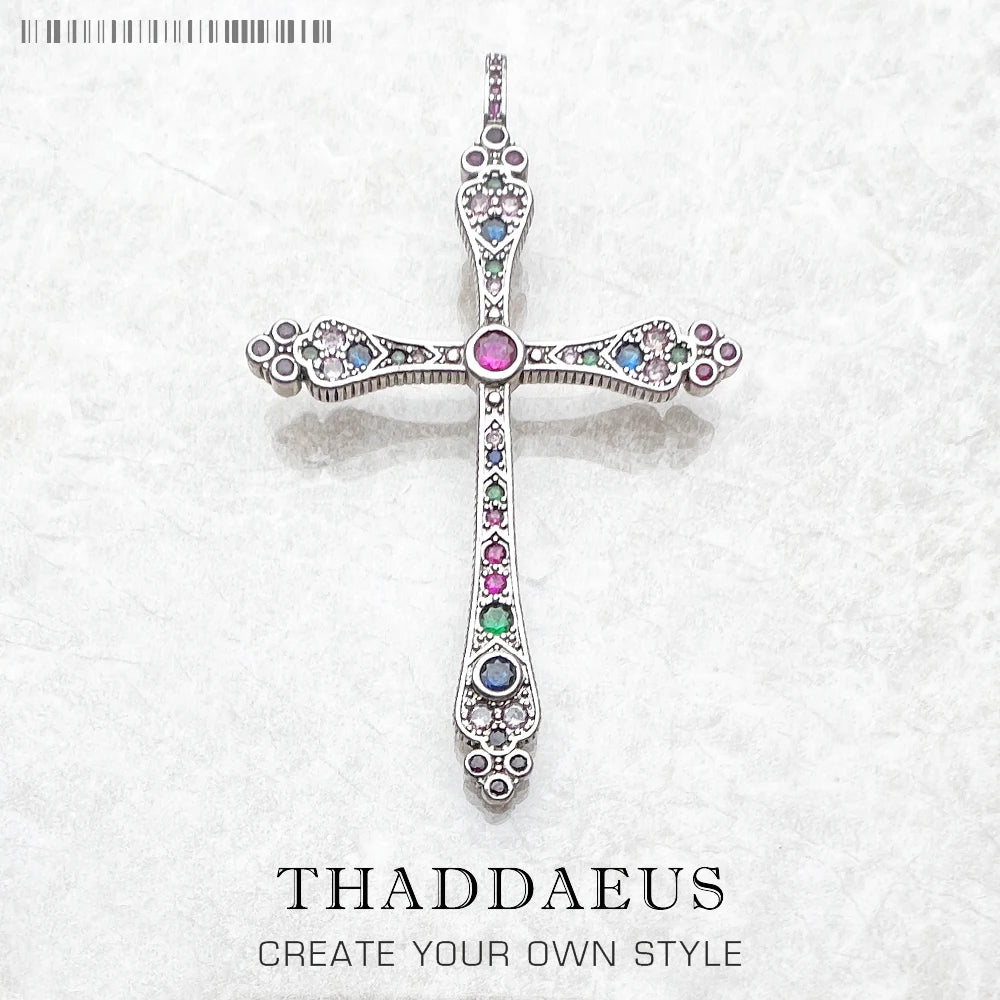 Pendants Royalty Cross Colorful New Victorian Jewelry Bohemia 925 Sterling Silver Accessories Gift For Women Qme Default Title