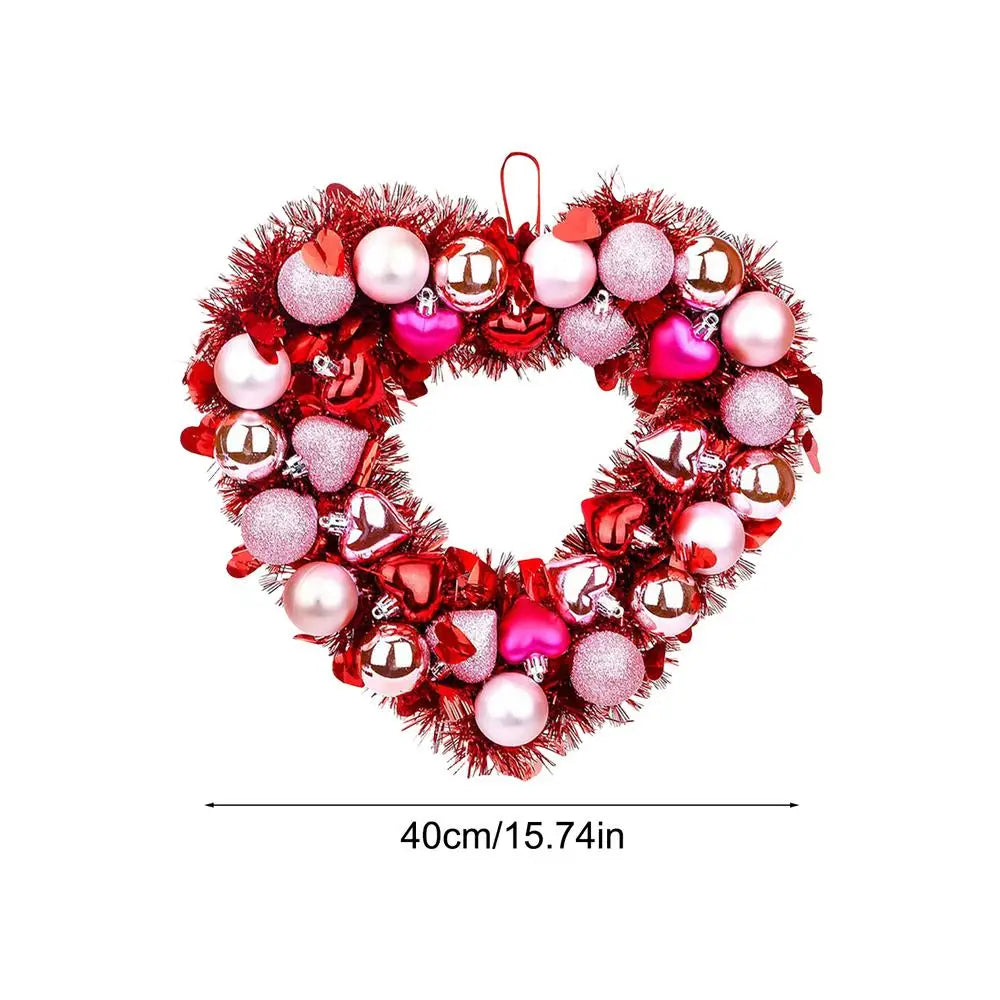 Heart Shaped Wreath Ball Love Wreath With Led Lights Valentine's Day Wedding Festival Decor Valentine Heart Wreath For Window Qme Red China Mainland